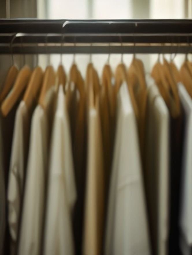 Pressed shirts on a rail at DK Laundry